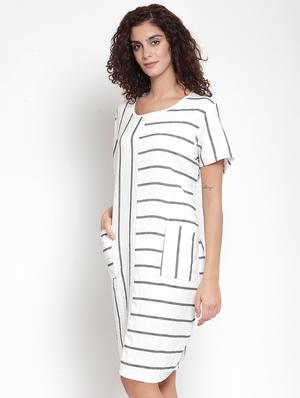 pocket patch striped a-line dress - 16685148 - Standard Image - 2