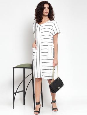 pocket patch striped a-line dress - 16685148 - Standard Image - 4