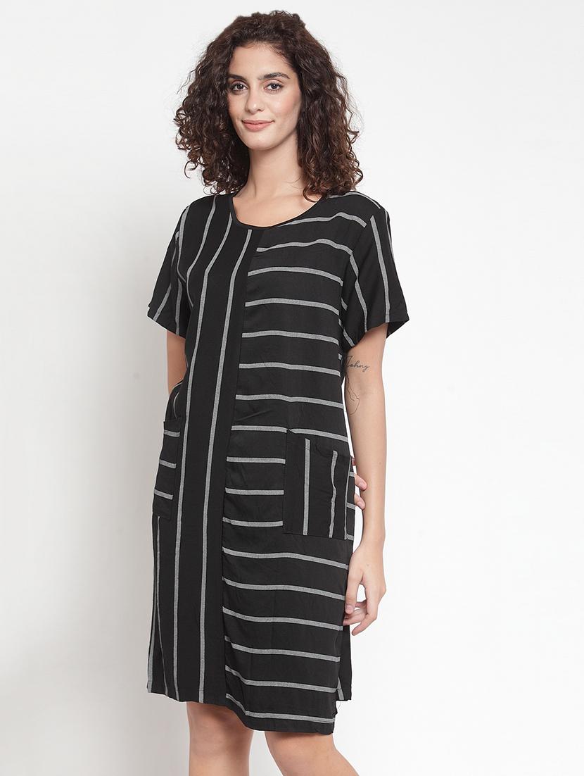 pocket patch striped a-line dress - 16685149 - Zoom Image - 2