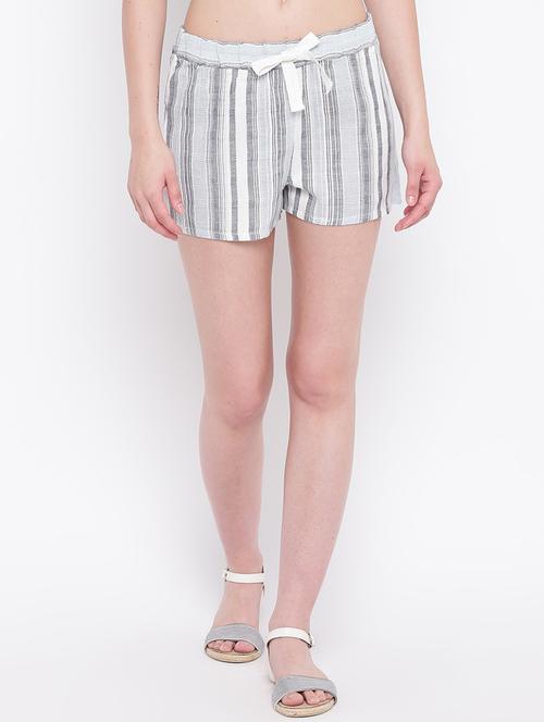 drawstring waist striped shorts - 16685207 - Standard Image - 1