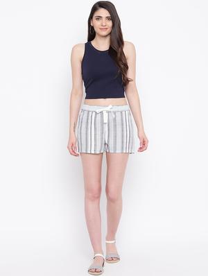 drawstring waist striped shorts - 16685207 - Standard Image - 4