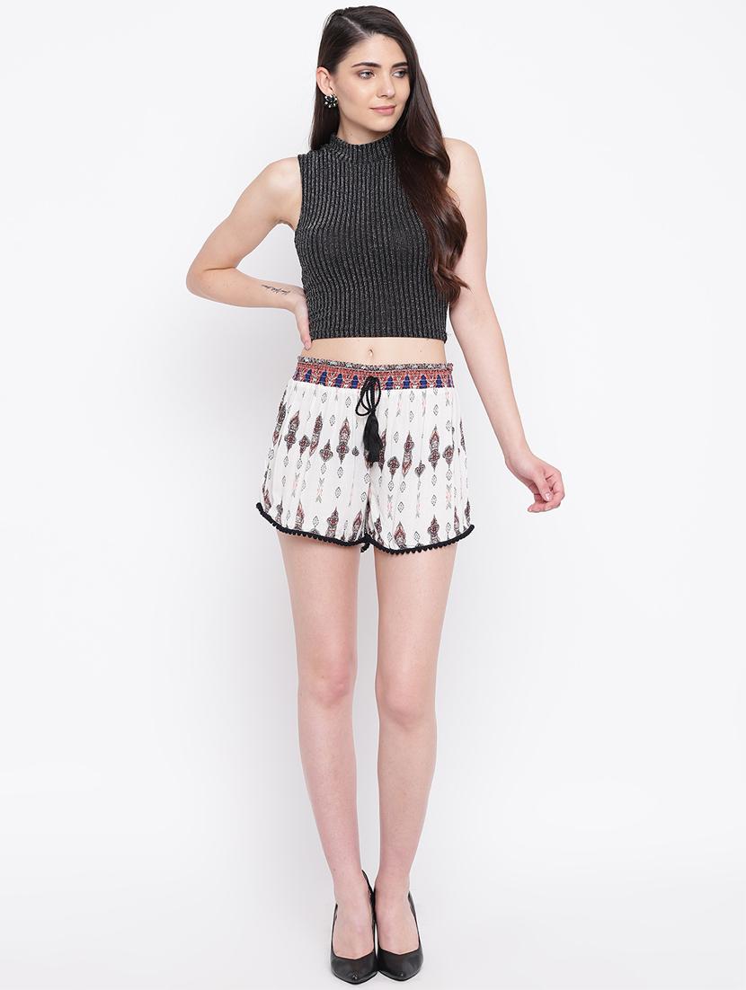 drawstring waist embroidered shorts - 16685210 - Zoom Image - 4