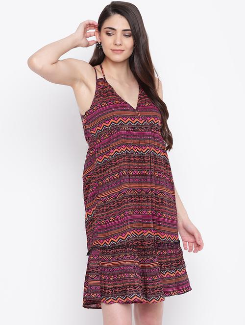halter neck geometric empire line dress - 16685218 - Standard Image - 1