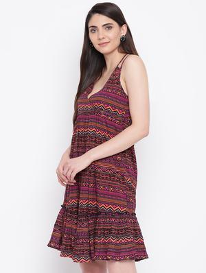 halter neck geometric empire line dress - 16685218 - Standard Image - 2