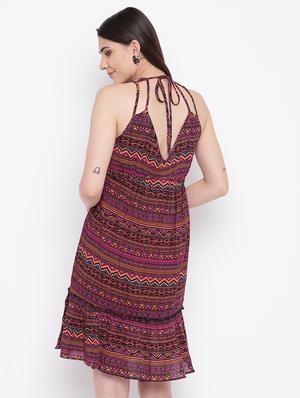 halter neck geometric empire line dress - 16685218 - Standard Image - 3