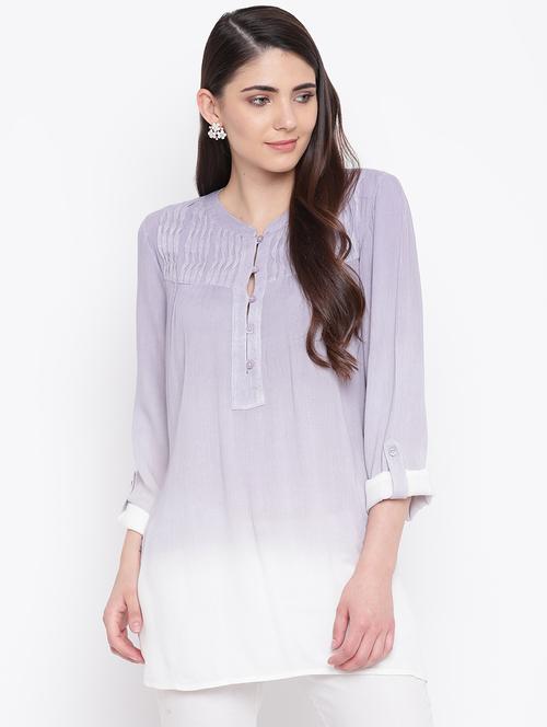 roll up sleeved mandarin neck tunic - 16685229 - Standard Image - 1