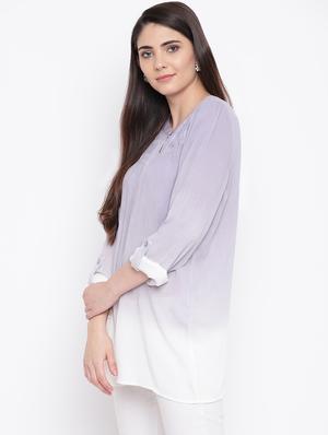roll up sleeved mandarin neck tunic - 16685229 - Standard Image - 2