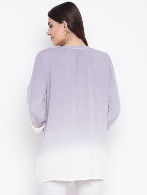 roll up sleeved mandarin neck tunic - 16685229 - Standard Image - 3