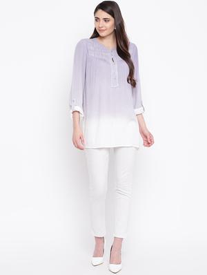 roll up sleeved mandarin neck tunic - 16685229 - Standard Image - 4