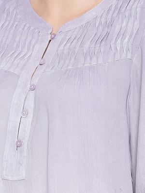 roll up sleeved mandarin neck tunic - 16685229 - Standard Image - 5