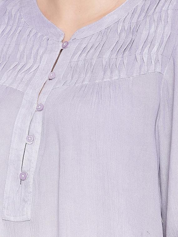 roll up sleeved mandarin neck tunic - 16685229 - Zoom Image - 5