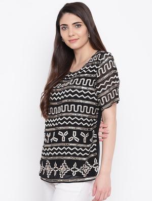 round neck embellished top - 16685248 - Standard Image - 2