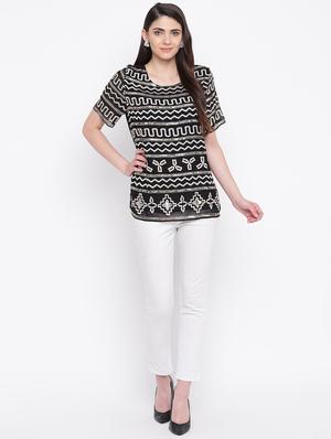 round neck embellished top - 16685248 - Standard Image - 4