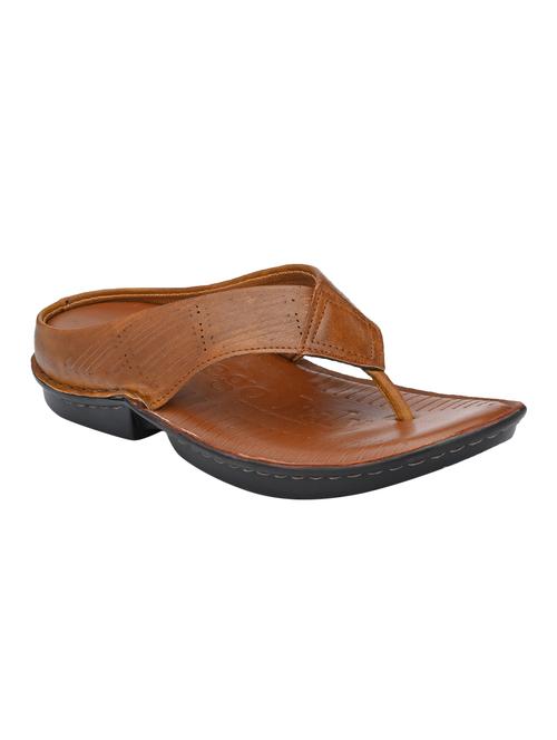 tan leatherette toe separator slippers - 16685416 - Standard Image - 1