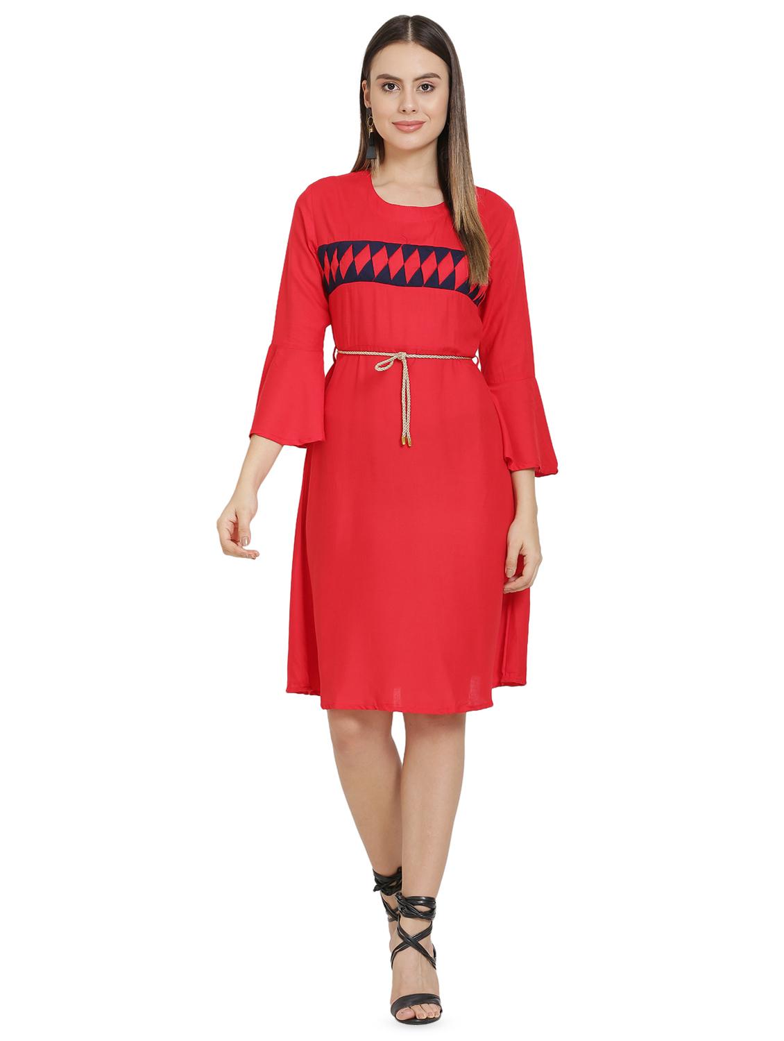 tie knot bell sleeved a-line dress - 16685494 - Zoom Image - 1