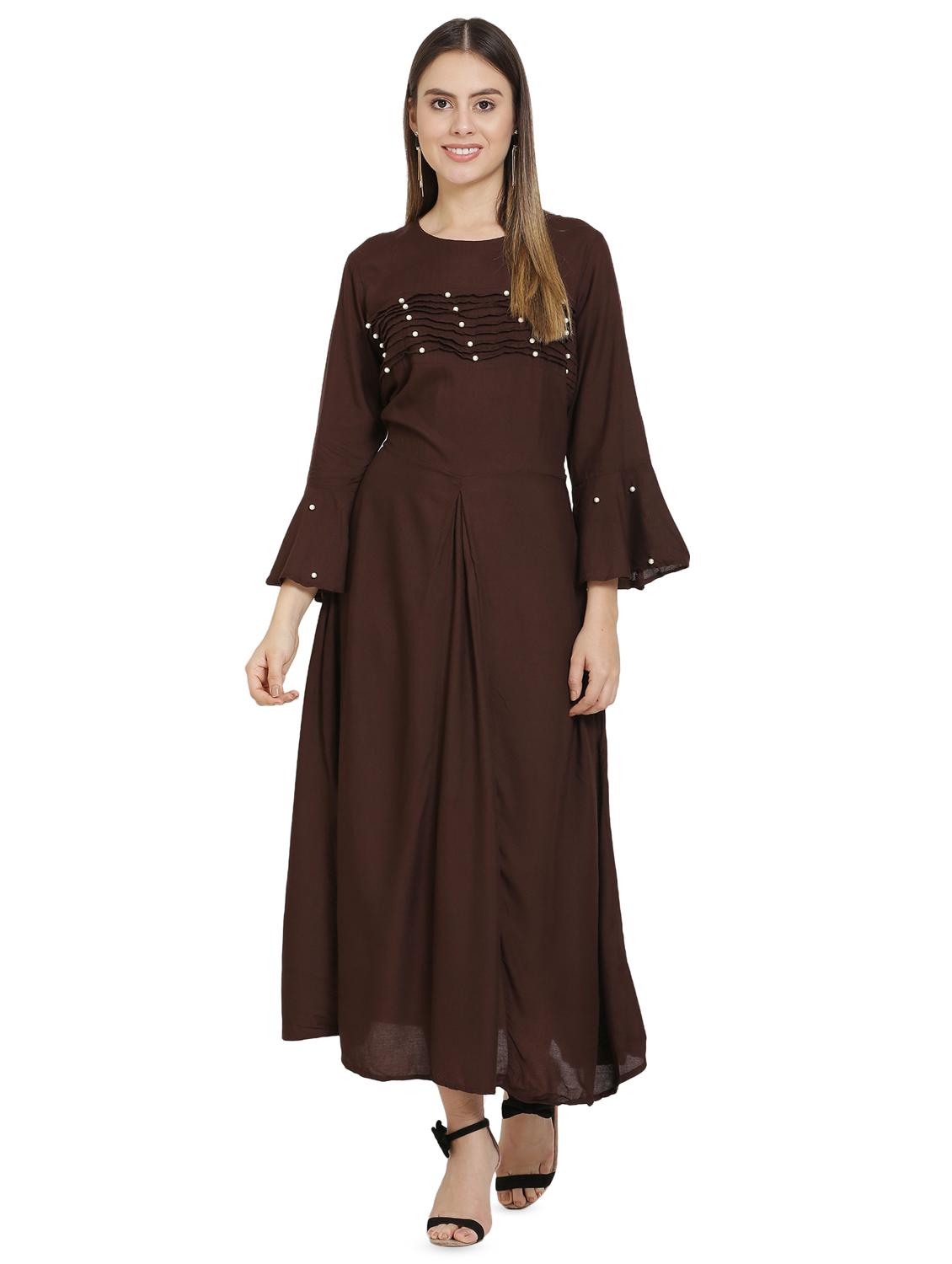 bell sleeved embellished maxi dress - 16685504 - Zoom Image - 1