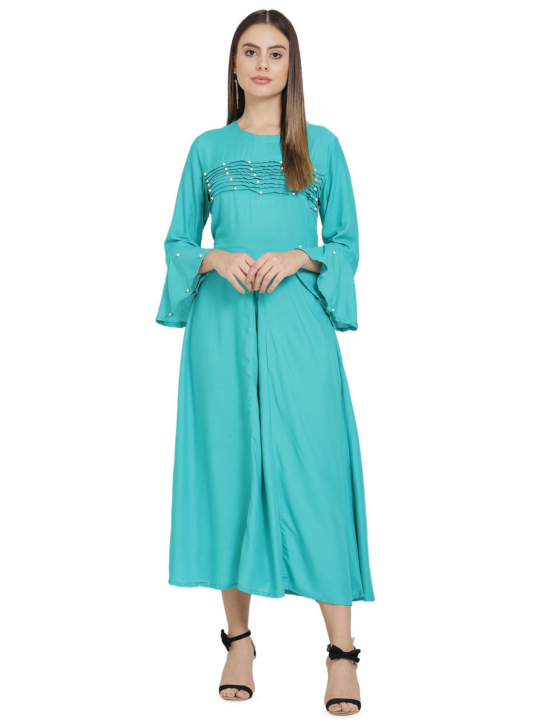 bell sleeved embellished maxi dress - 16685506 - Zoom Image - 1