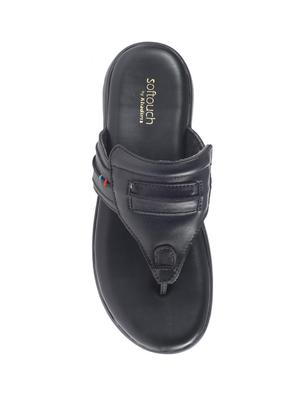 black leatherette toe separator slippers - 16685536 - Standard Image - 4
