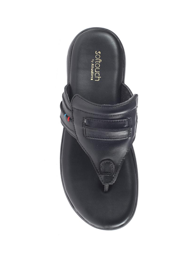 black leatherette toe separator slippers - 16685536 - Zoom Image - 4