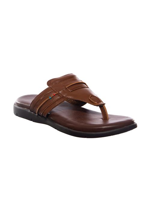 brown leatherette toe separator slippers - 16685537 - Standard Image - 1