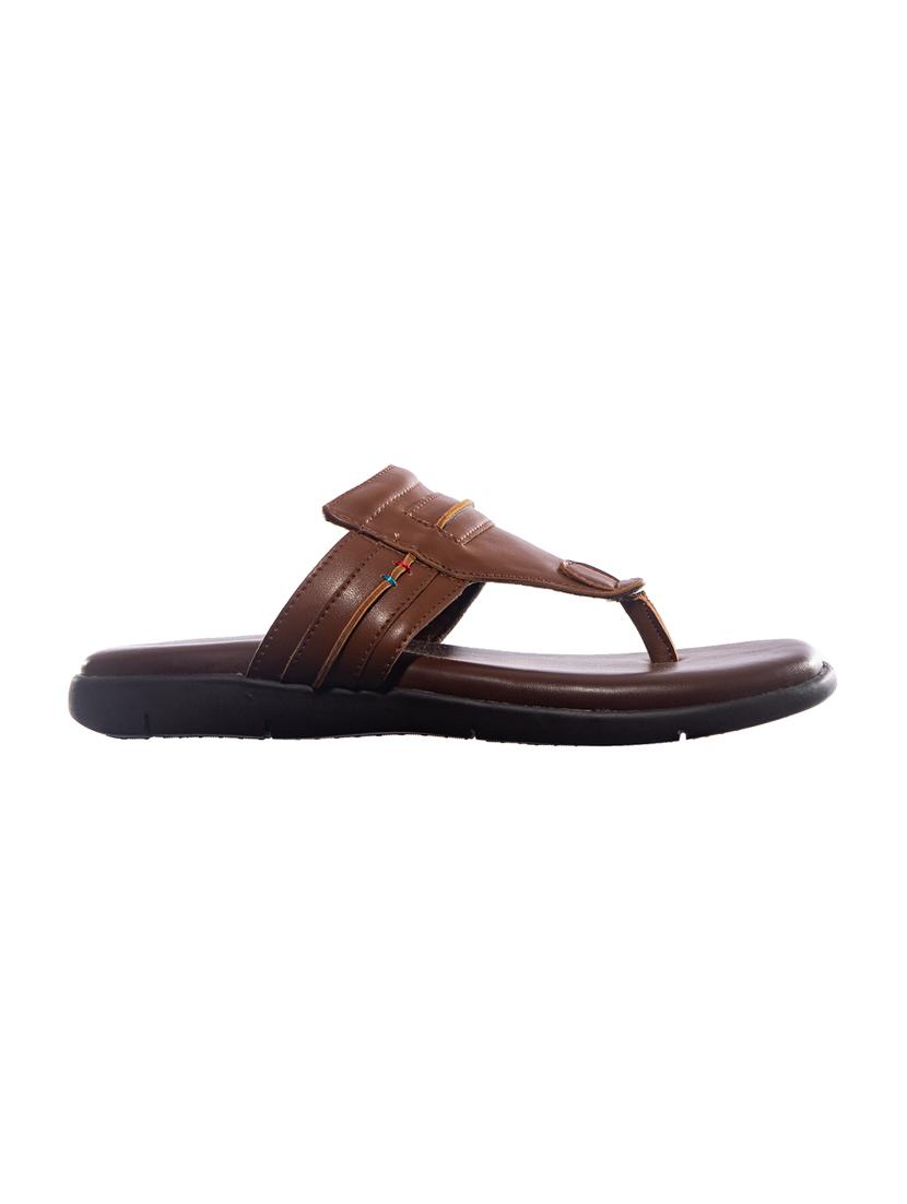 brown leatherette toe separator slippers - 16685537 - Zoom Image - 2