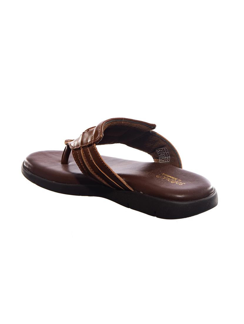 brown leatherette toe separator slippers - 16685537 - Zoom Image - 3