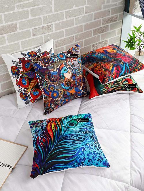 digital printed jute cushion cover (set of 5) - 16685552 - Very Small Image - 1