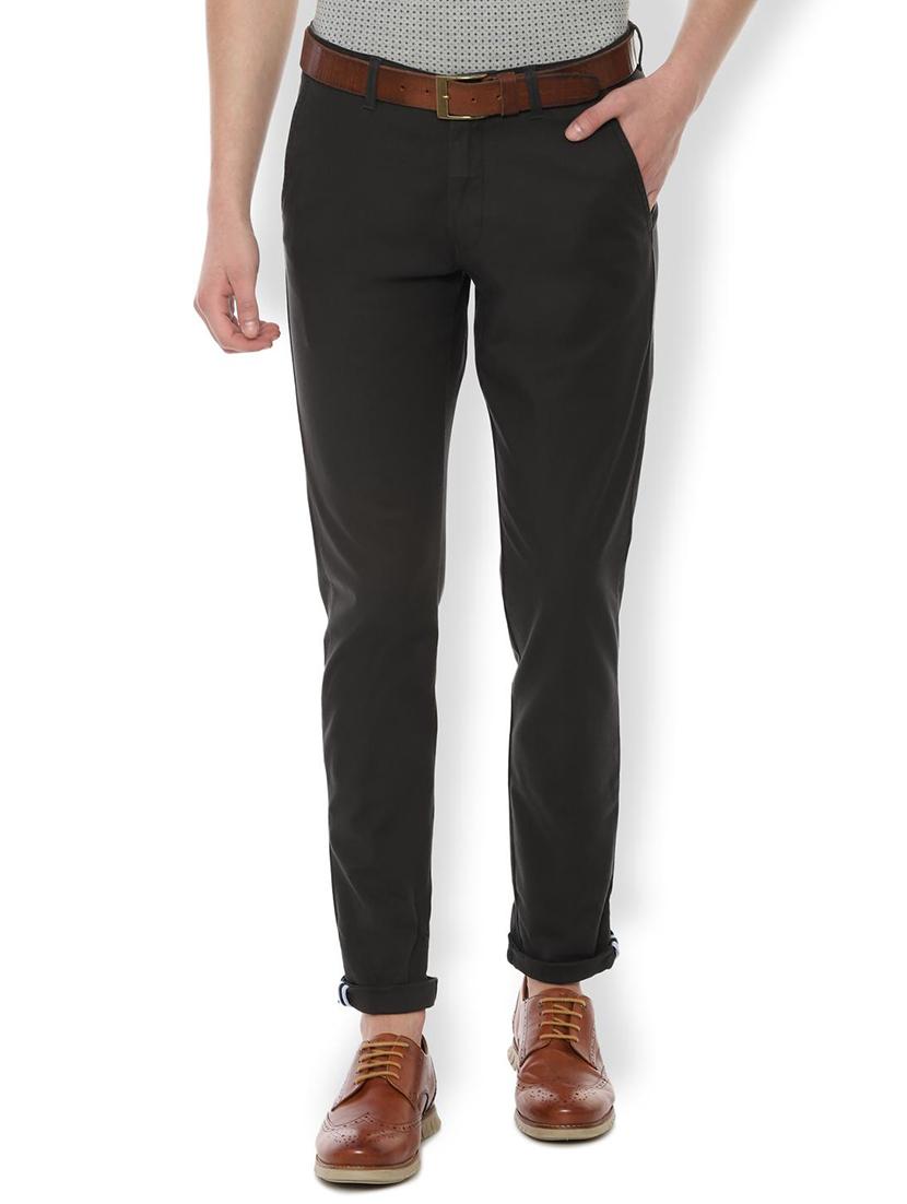 black textured flat front casual trouser - 16685735 - Zoom Image - 1