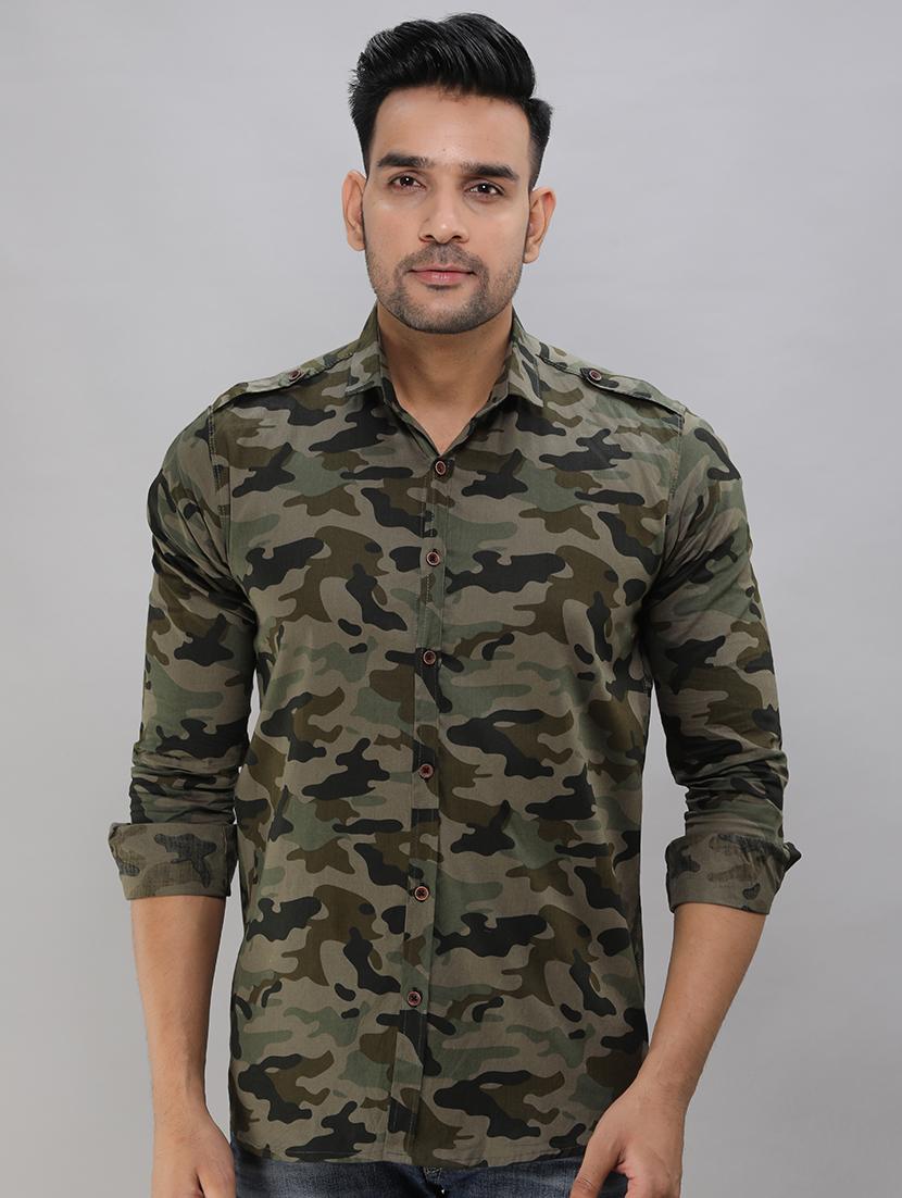 green camouflage print casual shirt - 16685839 - Zoom Image - 1