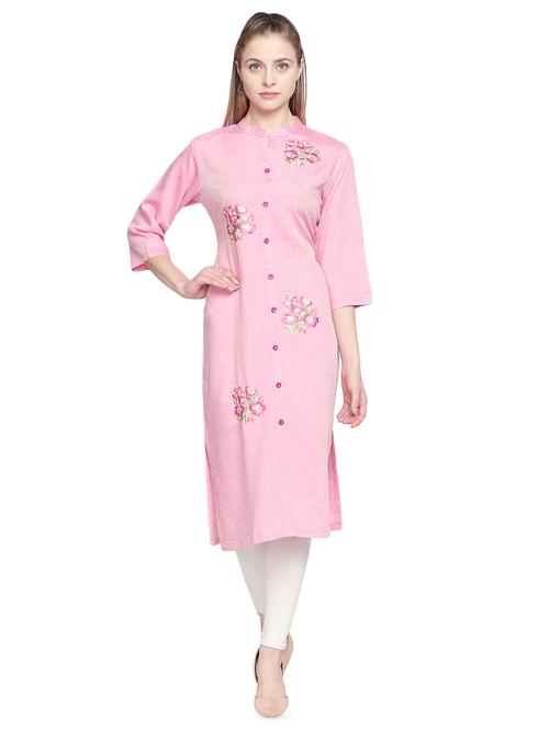 embroidered straight kurta - 16685976 - Standard Image - 1