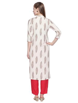 printed straight kurta - 16685977 - Standard Image - 3