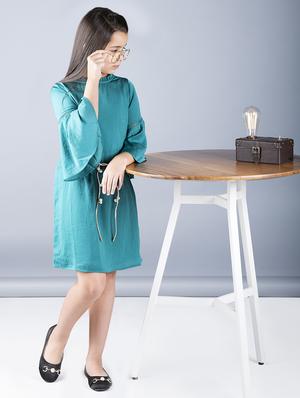 green cotton blend frock - 16685986 - Standard Image - 2