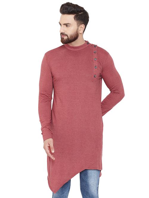brown solid asymmetric kurta - 16686014 - Standard Image - 1