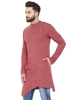 brown solid asymmetric kurta - 16686014 - Standard Image - 2