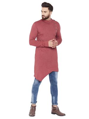 brown solid asymmetric kurta - 16686014 - Standard Image - 4
