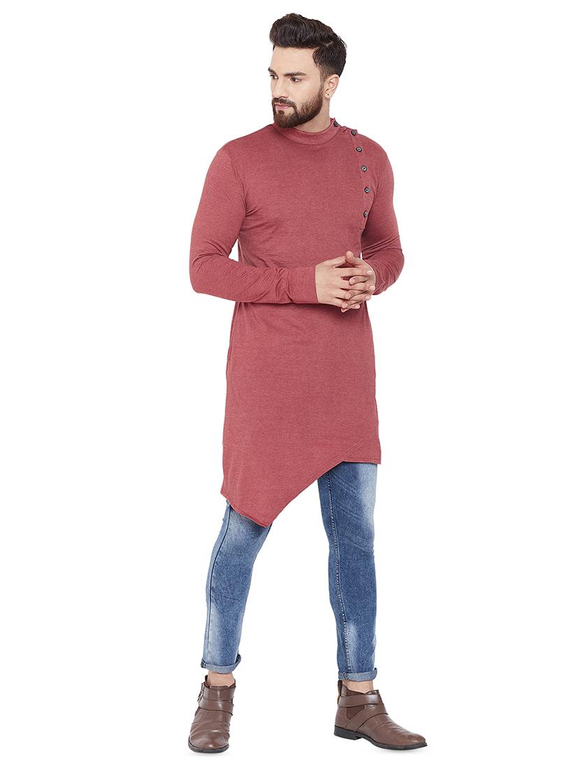 brown solid asymmetric kurta - 16686014 - Zoom Image - 4