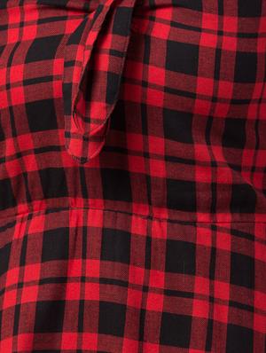 tie knot neck checkered a-line dress - 16687860 - Standard Image - 5