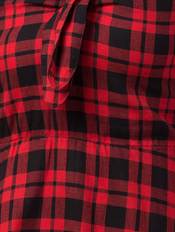 tie knot neck checkered a-line dress - 16687860 - Zoom Image - 5