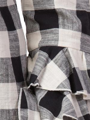 cold shoulder ruffle detail checkered top - 16687861 - Standard Image - 4