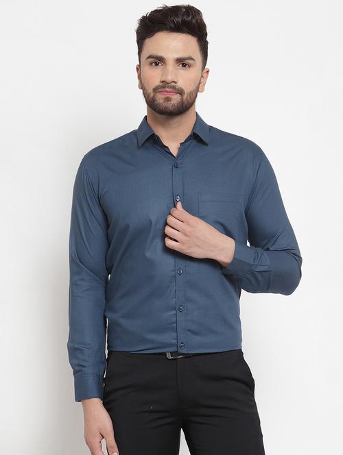 blue solid formal shirt - 16688727 - Very Small Image - 1