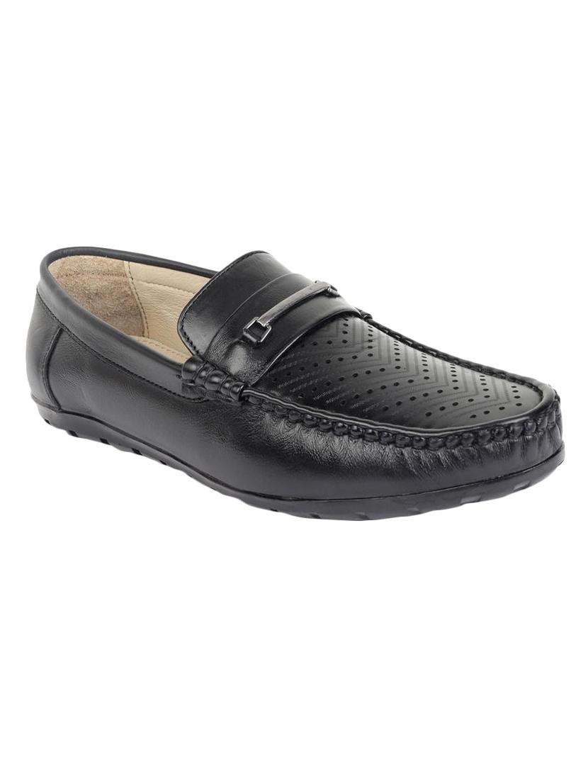 black leatherette slip on loafers - 16689715 - Zoom Image - 1