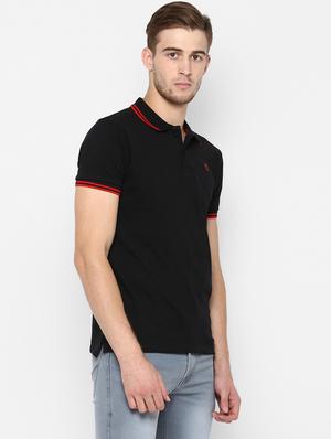 black solid polo t-shirt - 16689743 - Standard Image - 2