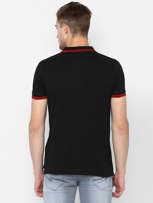 black solid polo t-shirt - 16689743 - Standard Image - 3