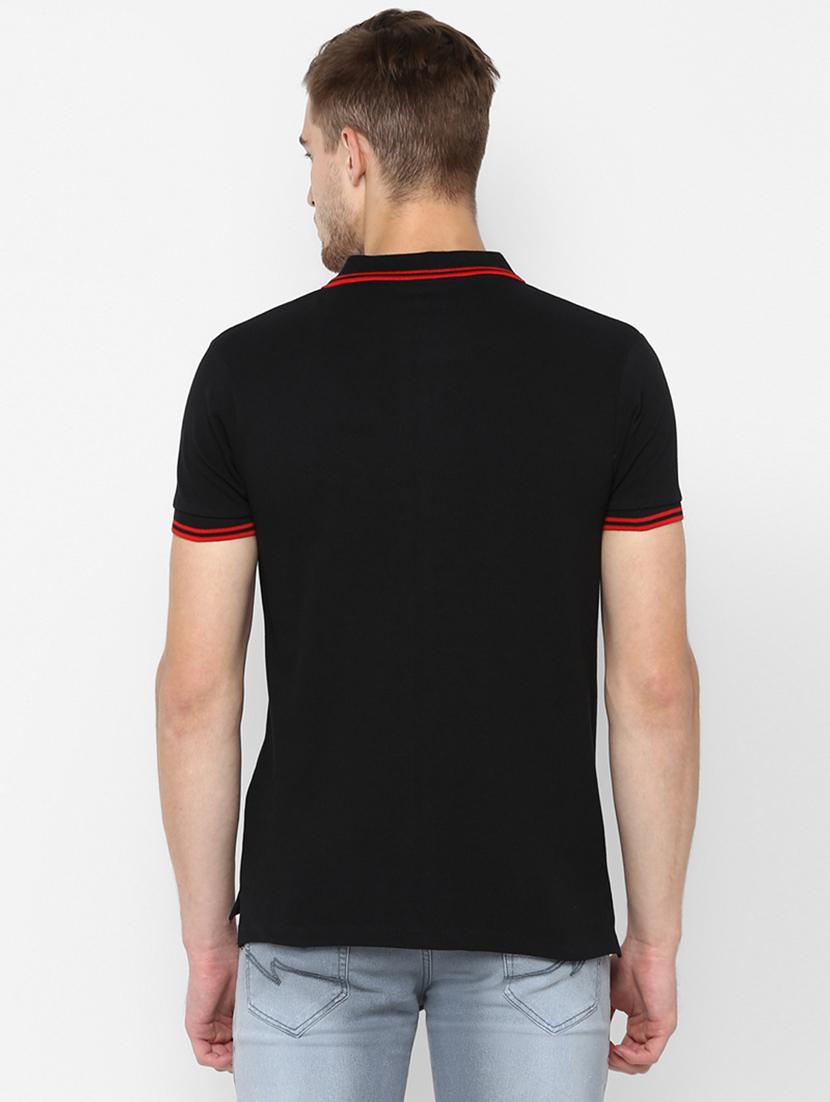 black solid polo t-shirt - 16689743 - Zoom Image - 3