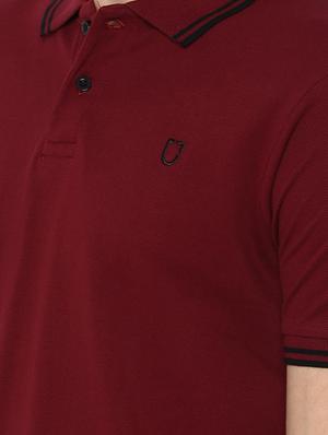 maroon solid polo t-shirt - 16689744 - Standard Image - 4