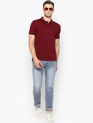 maroon solid polo t-shirt - 16689744 - Standard Image - 5