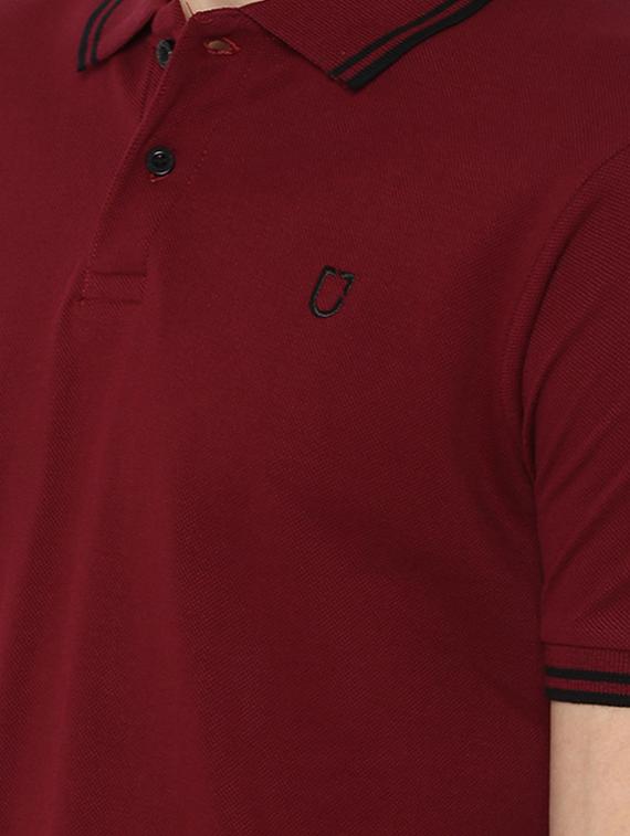 maroon solid polo t-shirt - 16689744 - Zoom Image - 4