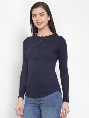 long sleeved solid henley tee - 16689851 - Standard Image - 2