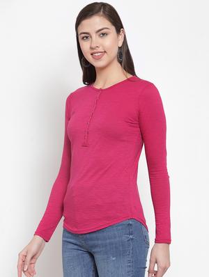 long sleeved solid henley tee - 16689853 - Standard Image - 2