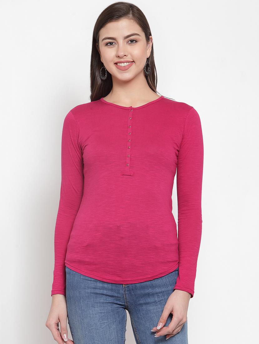 long sleeved solid henley tee - 16689853 - Zoom Image - 1